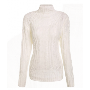 Elegant Turtleneck Twist Wave Solid Color Thick Pullover Sweater For Women 